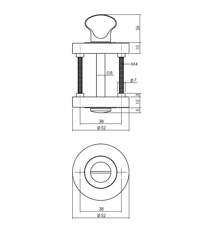 Intersteel wc-sluiting 8mm rond ø52x10mm met nokken wit - Afbeelding 2