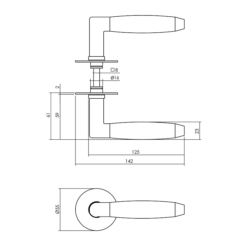 Intersteel deurklink Combinatie met ronde rozet rvs - Afbeelding 2
