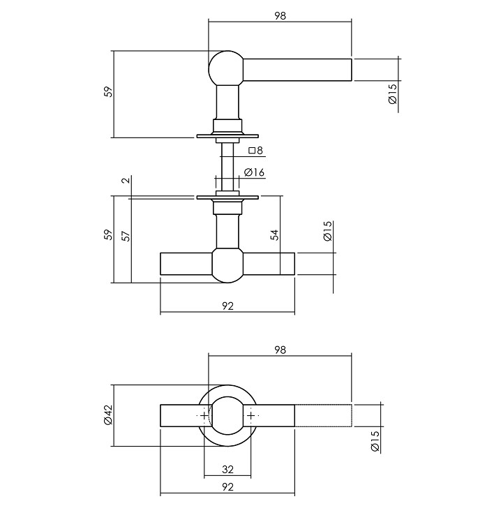 Intersteel deurklink L/T Bol met ronde rozet Ø42 mm - Afbeelding 2