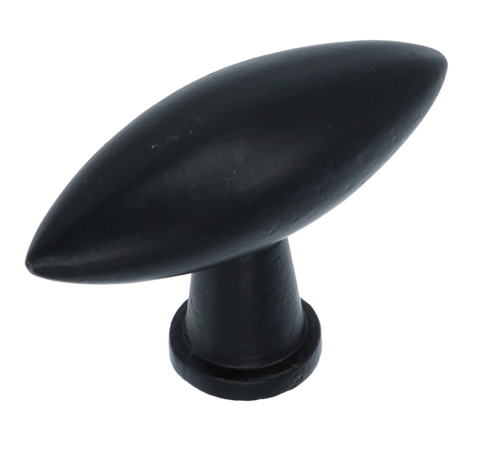 Knop ovaal puntig 70 x 25 mm zwart