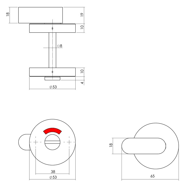 Intersteel wc-sluiting Stift 8mm ø53x10mm met comfortknop rvs - Afbeelding 2