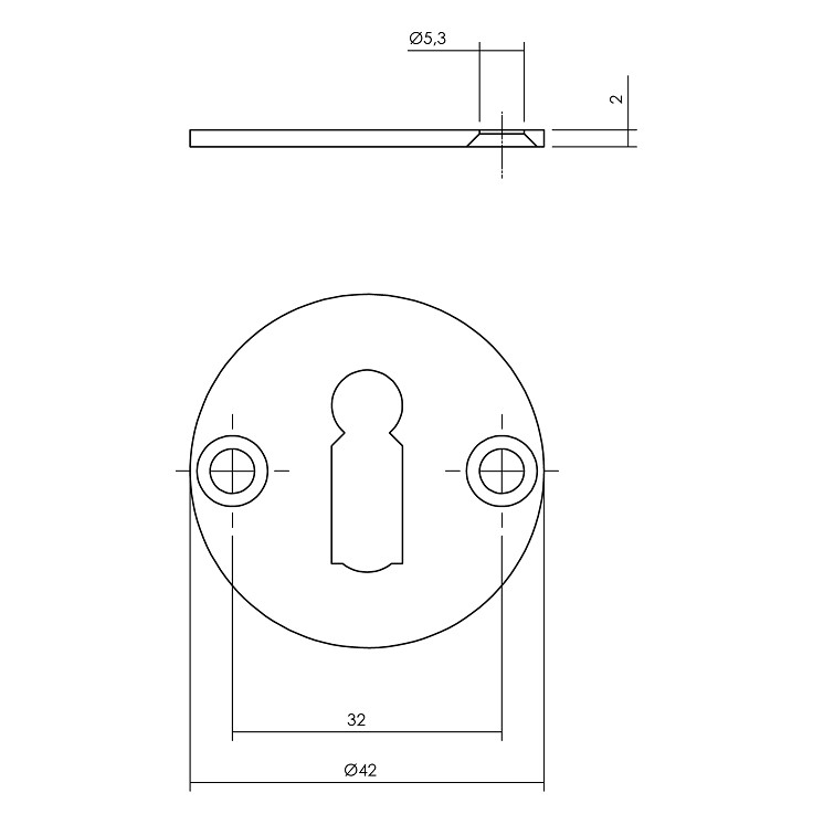 Intersteel sleutelrozetten ø42x2mm rvs