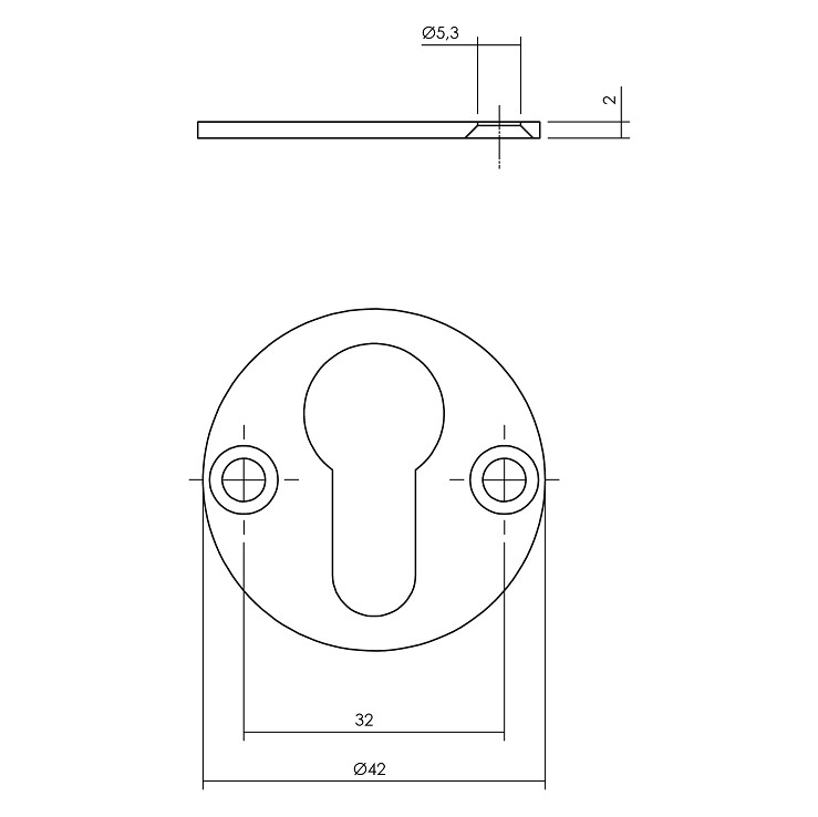 Intersteel cilinderrozetten ø42x2mm rvs