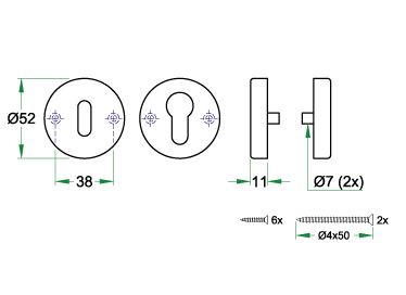 Set van twee sleutelplaatjes WCX zwart