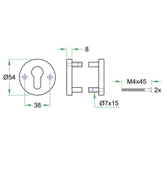 Set van twee sleutelplaatjes Permafix Proline rvs mat