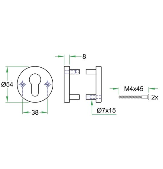 Set van twee Blinde Plaatjes Permafix Proline rvs mat
