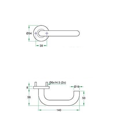 Deurkruk op rozet CECIL zwart