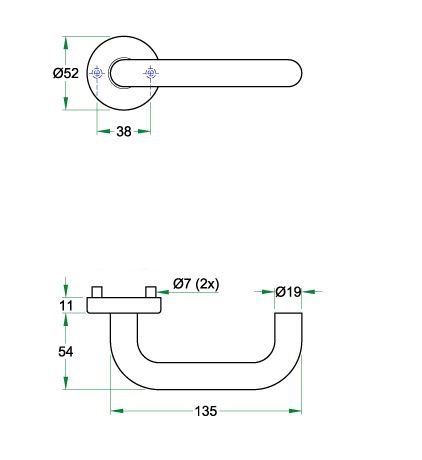 Deurkruk op rozet UNO zwart
