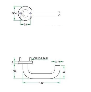 Deurkruk op rozet CECIL rvs mat