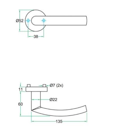 Deurkruk op rozet LANA rvs mat