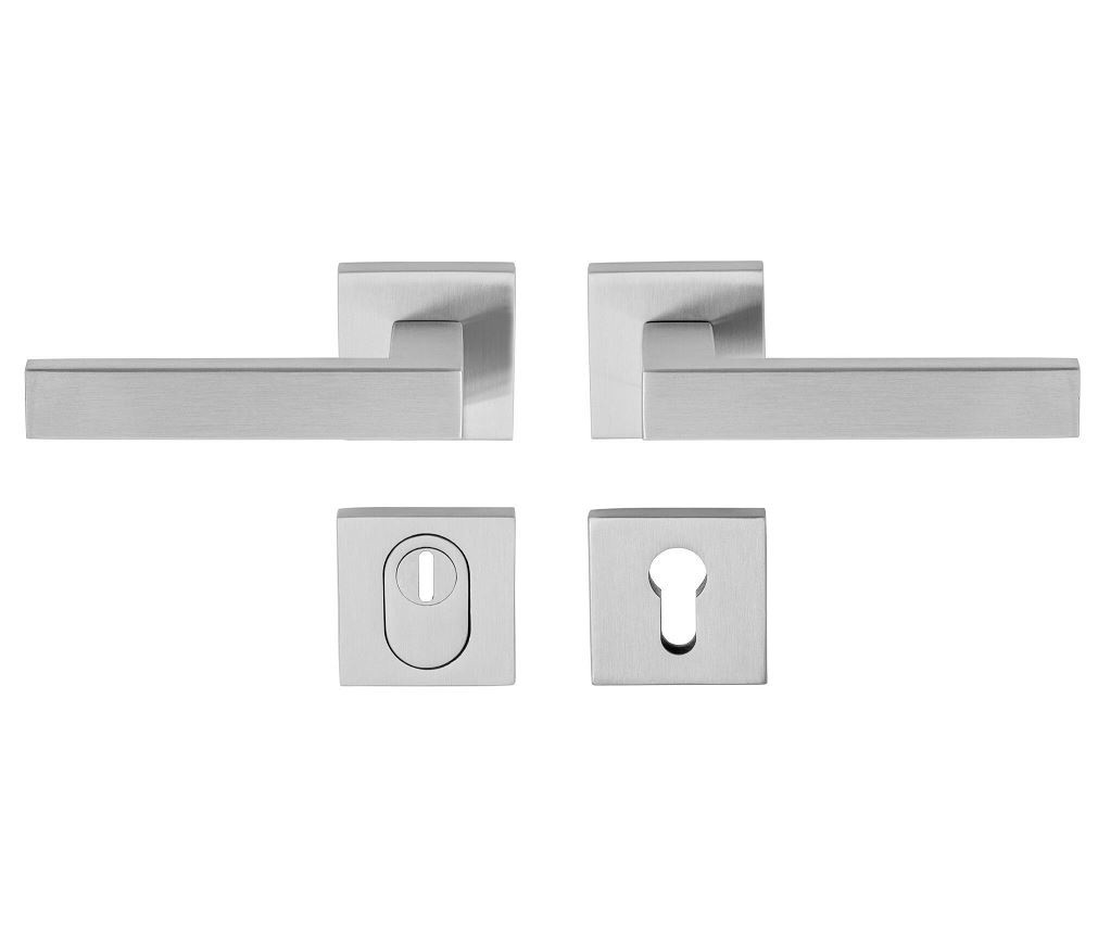 SKG3 kruk/kruk Quattro op vierkant rozet + kerntrekbeveiliging RVS