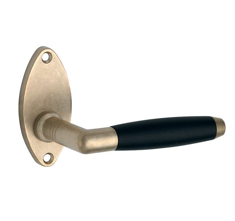 Deurklink op rozet Ton ebben/elips messing antiek