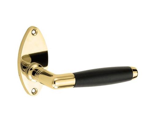 Deurkruk op rozet Ton ebben/elips messing ongelakt