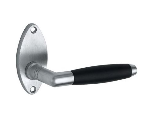 Deurkruk op rozet Ton ebben/elips mat chroom