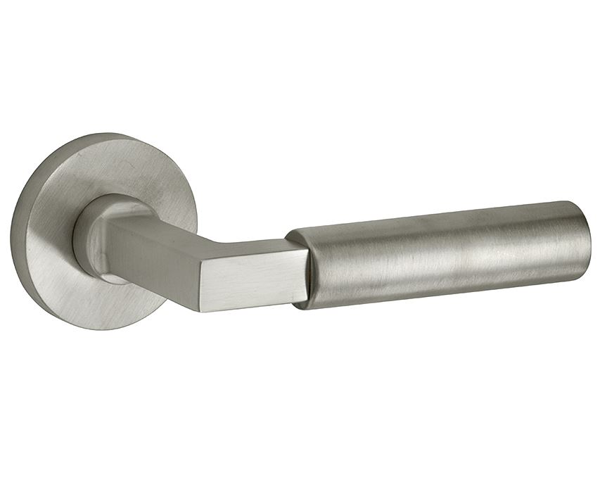 Deurkruk op geveerd rozet Bauhaus/Vivo mat nikkel ongelakt