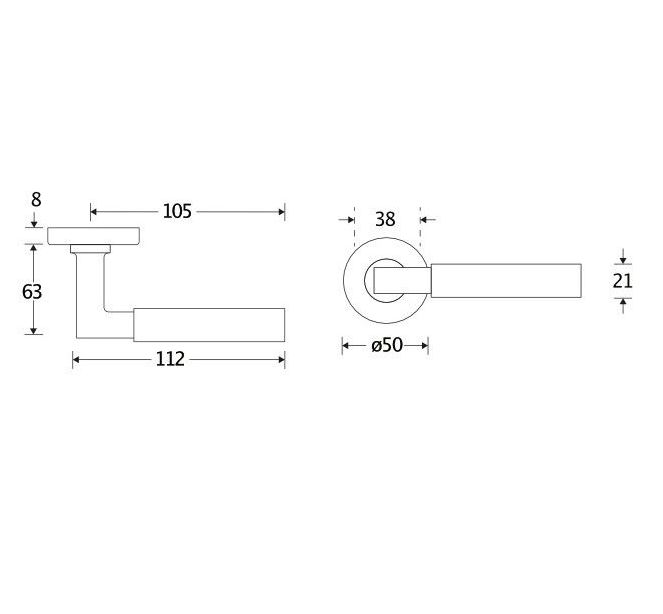 Deurkruk op geveerd rozet Bauhaus/Vivo mat nikkel ongelakt