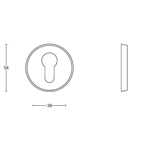 Cilinderplaatje CONE OHY54 mat rvs