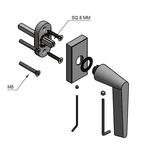 Draaikiepgarnituur CONE OH102DK PVD mat zwart