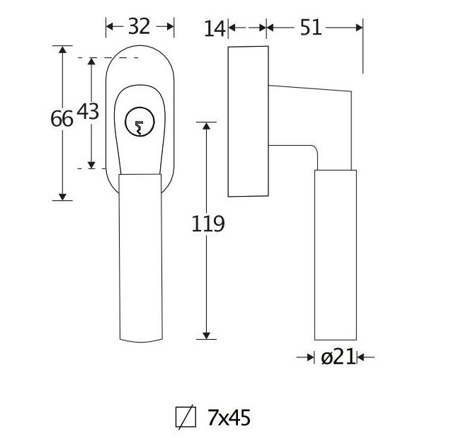 SKG2 Draaikiepgarnituur afsluitbaar Bauhaus/ovaal glans nikkel