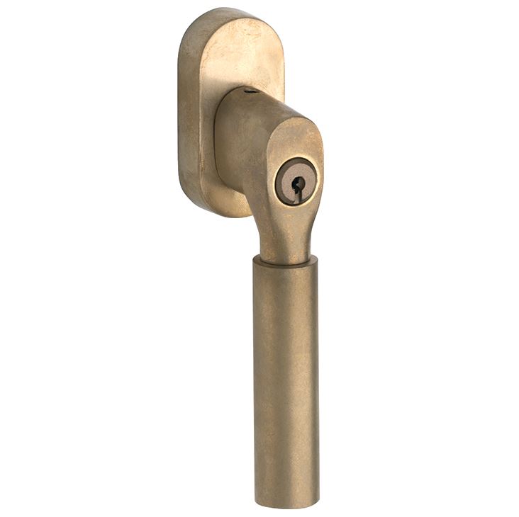 SKG2 Draaikiepgarnituur afsluitbaar Bauhaus/ovaal messing antiek