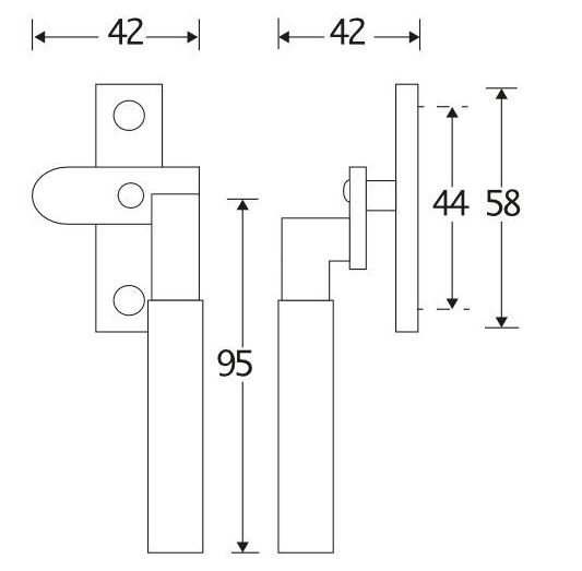 Raamboom Met Sluitplaat Rechts Bauhaus glans chroom