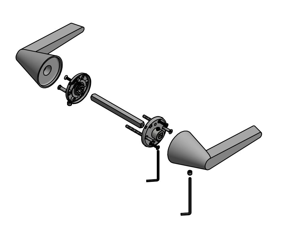 Gatdeel Rechts Deurkruk CONE OH100 op rozet mat rvs