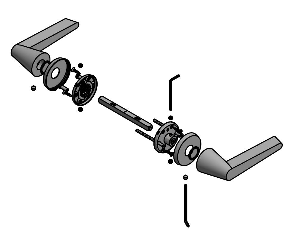 Gatdeel Links Deurkruk CONE OH101 op rozet mat rvs