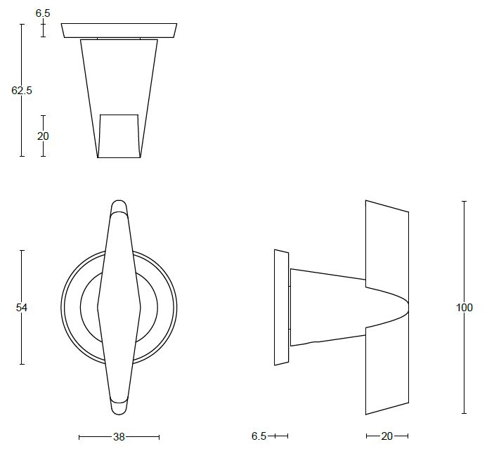 Voordeurknop vast CONE OH200V mat rvs