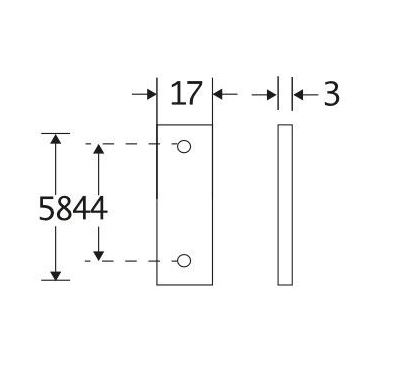 Vulplaat tbv raamsluiting 3 mm rechthoekig messing ongelakt