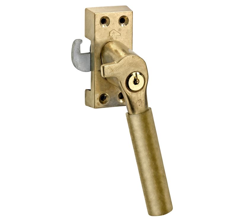 SKG Raamsluiting Met Sluitplaat Rechts Bauhaus messing antiek