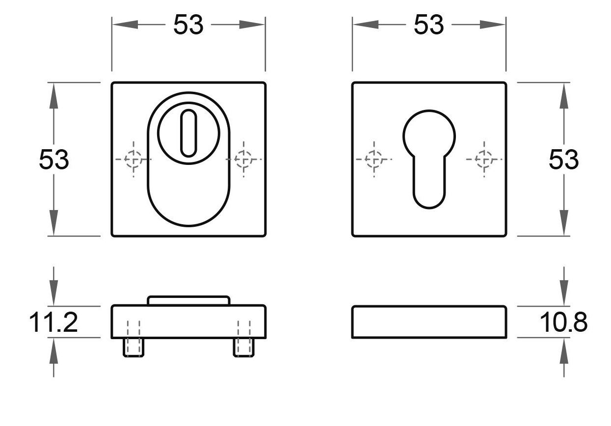SKG3 Quattro veiligheidsrozet vierkant met kerntrekbeveiliging zwart