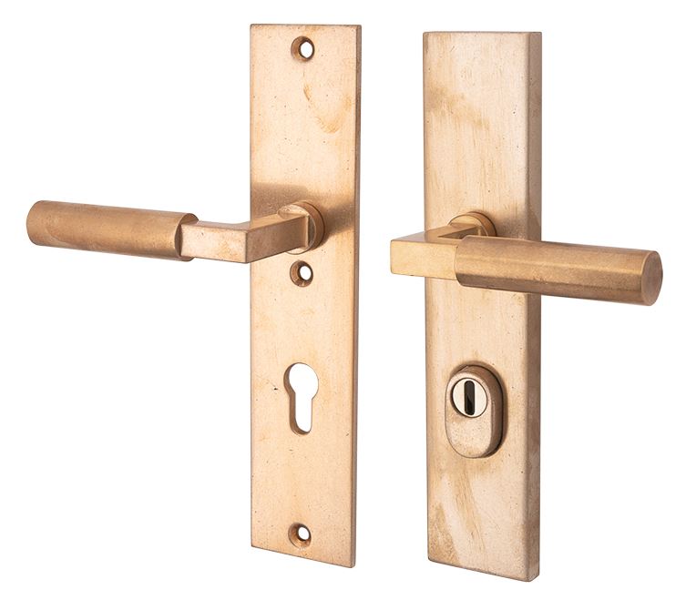 SKG3 PC92 kruk/kruk op schild Bauhaus Links + kerntrekbeveiliging messing antiek