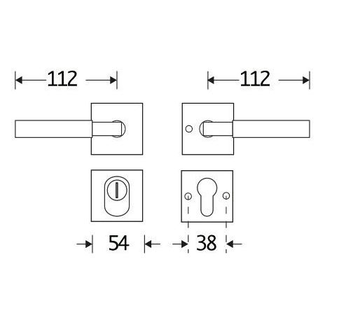 SKG3 kruk/kruk op rozet Bauhaus Links + kerntrekbeveiliging messing ongelakt