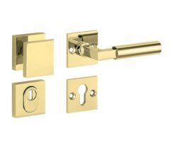 SKG3 knop/kruk op rozet Bauhaus Rechts + kerntrekbeveiliging messing ongelakt