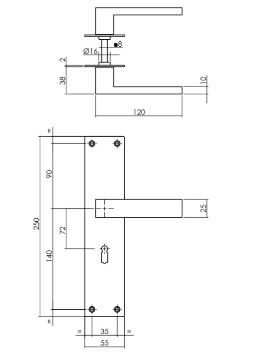 Deurkruk Amsterdam op Renovatie Schild Rechthoekig SL72 RVS/Mat Zwart