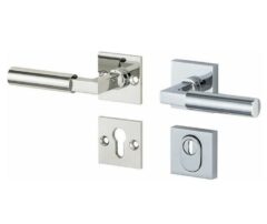 SKG3 kruk/kruk op rozet Bauhaus Links + kerntrekbeveiliging glans nikkel/glans chroom