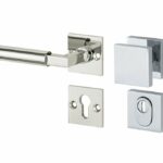 SKG3 knop/kruk op rozet Bauhaus Links + kerntrekbeveiliging glans nikkel/glans chroom
