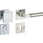 SKG3 knop/kruk op rozet Bauhaus Rechts + kerntrekbeveiliging glans nikkel/glans chroom