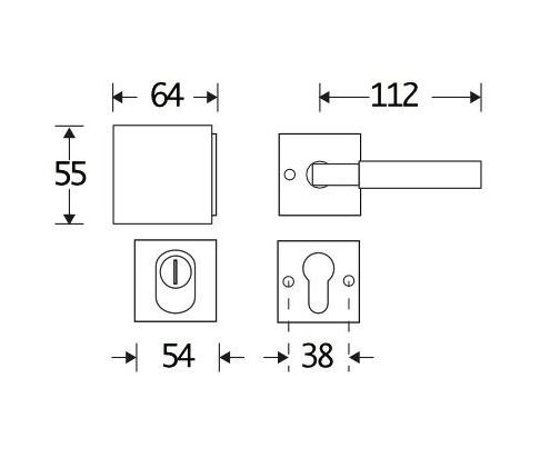 SKG3 knop/kruk op rozet Bauhaus Links + kerntrekbeveiliging mat nikkel/mat nikkel PVD