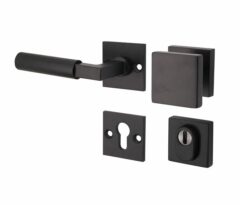 SKG3 knop/kruk op rozet Bauhaus Links + kerntrekbeveiliging mat zwart