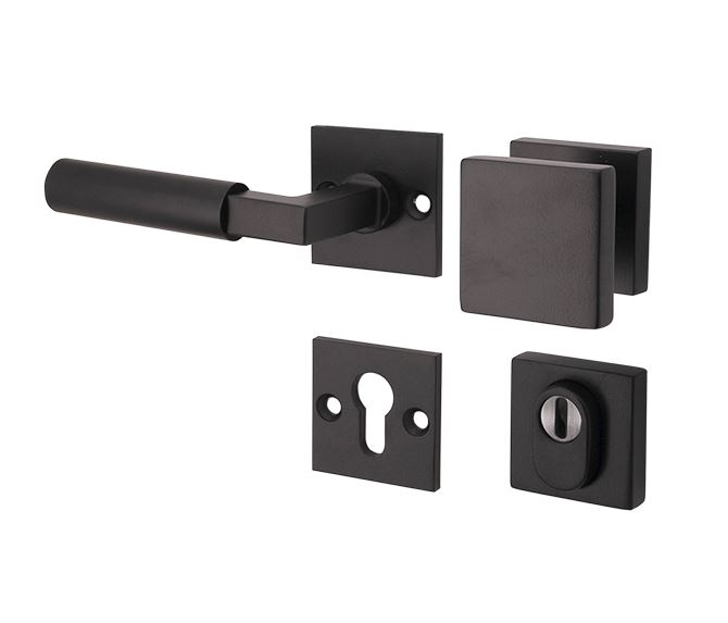 SKG3 knop/kruk op rozet Bauhaus Links + kerntrekbeveiliging mat zwart