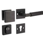 SKG3 knop/kruk op rozet Bauhaus Rechts + kerntrekbeveiliging mat zwart