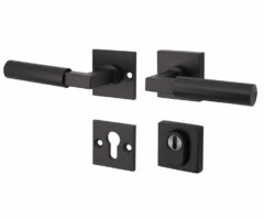 SKG3 kruk/kruk op rozet Bauhaus Links + kerntrekbeveiliging mat zwart