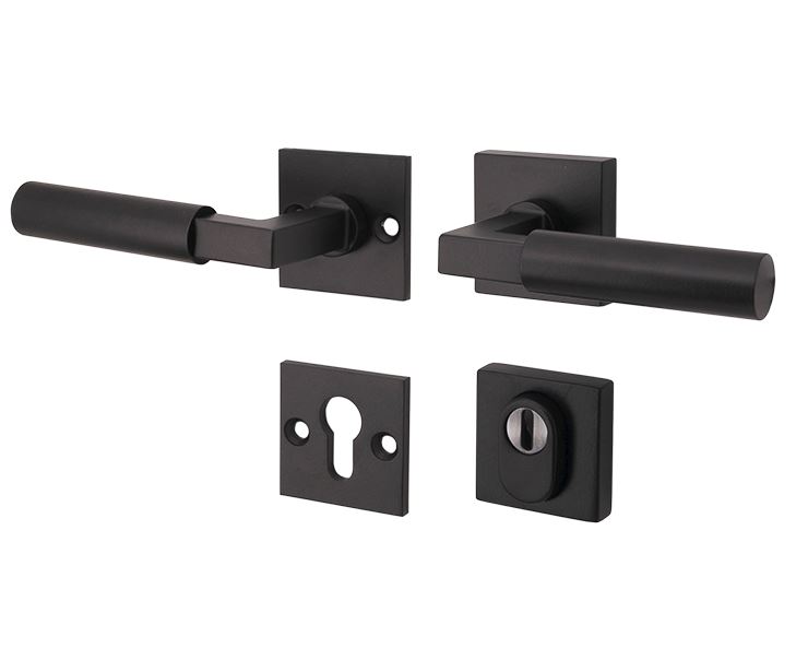 SKG3 kruk/kruk op rozet Bauhaus Links + kerntrekbeveiliging mat zwart