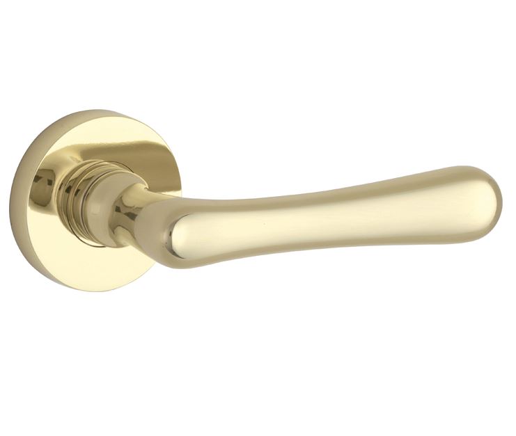 Deurkruk op geveerd rozet Linea/Vivo messing ongelakt