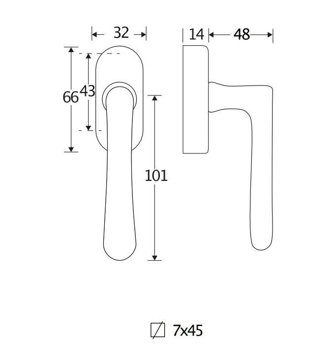 Draaikiepgarnituur Linea/Elegant messing ongelakt