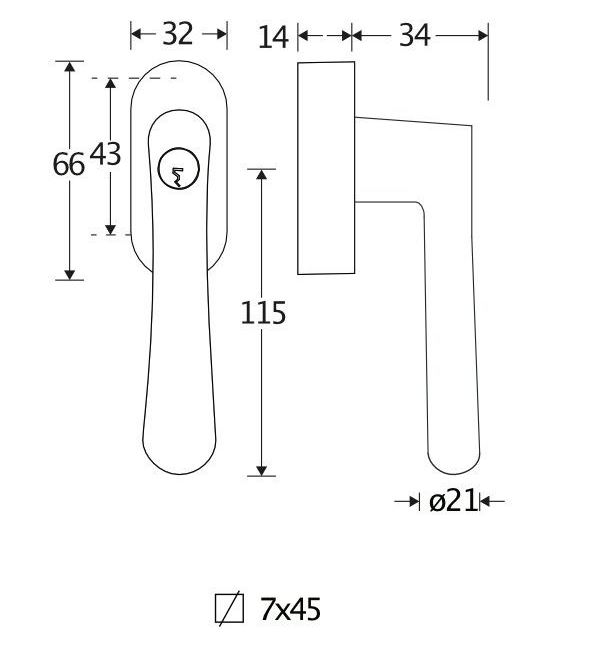 SKG2 Draaikiepgarnituur afsluitbaar Linea/ovaal glans nikkel