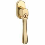 SKG2 Draaikiepgarnituur afsluitbaar Linea/ovaal messing ongelakt