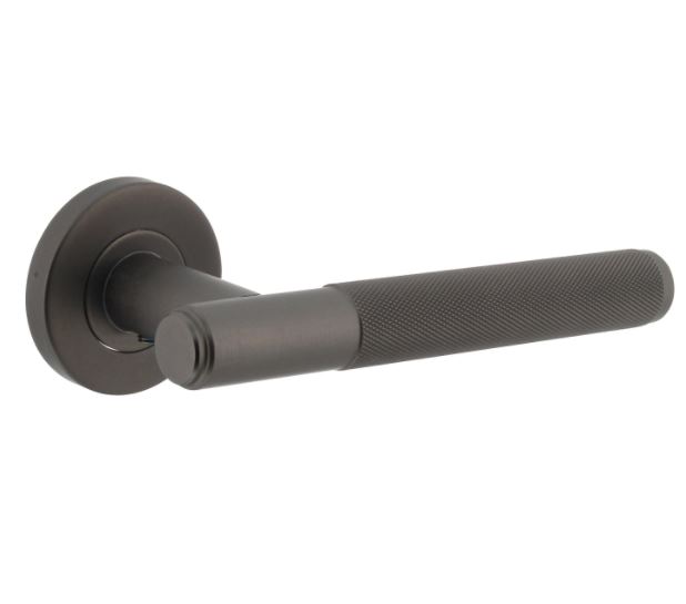 Deurkruk Rombo op rozet ø53x8mm rvs antraciet grijs