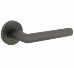 Deurkruk Hoek 90° op rozet ø53x8mm rvs antraciet grijs